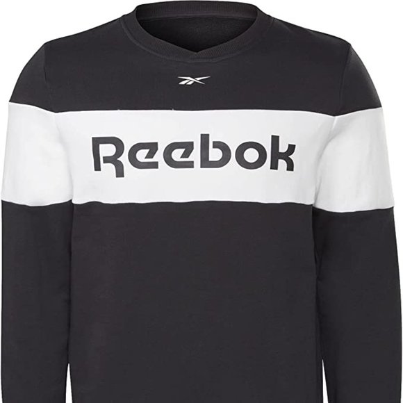 🆕Reebok Men's Training Essentials Graphic Sweatshirt, MD-Black/White Colorblock - Picture 2 of 6